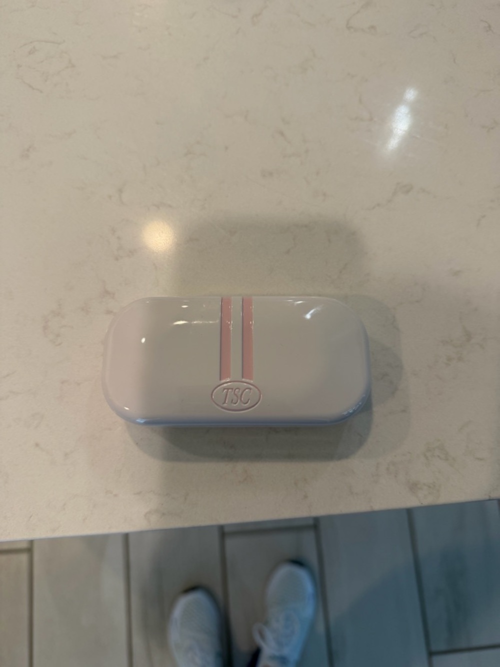 TSC White and Pink Portable Eyewear Case